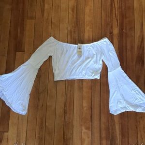 Strapless bell sleeve top